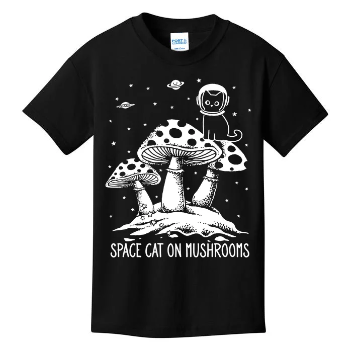 Space Cat On Mushrooms Kids T-Shirt