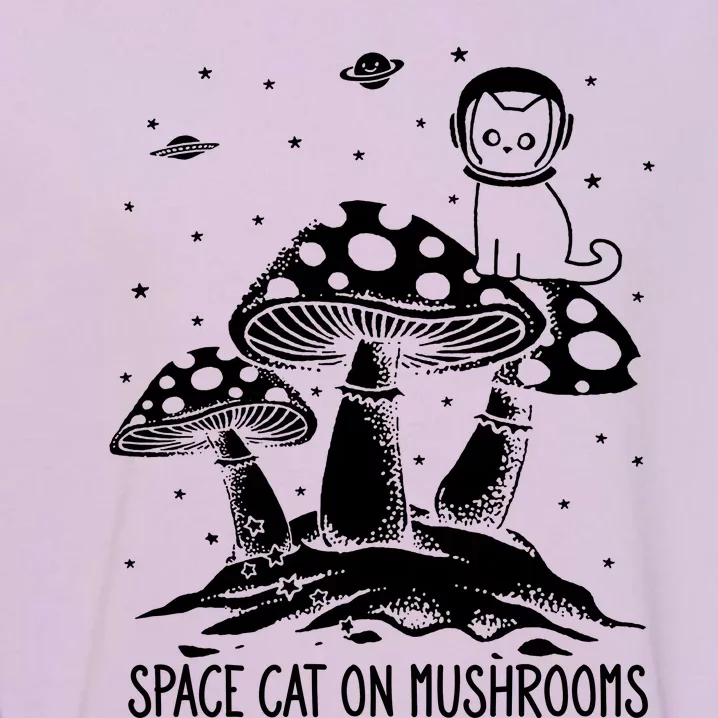 Space Cat On Mushrooms Garment-Dyed Sweatshirt