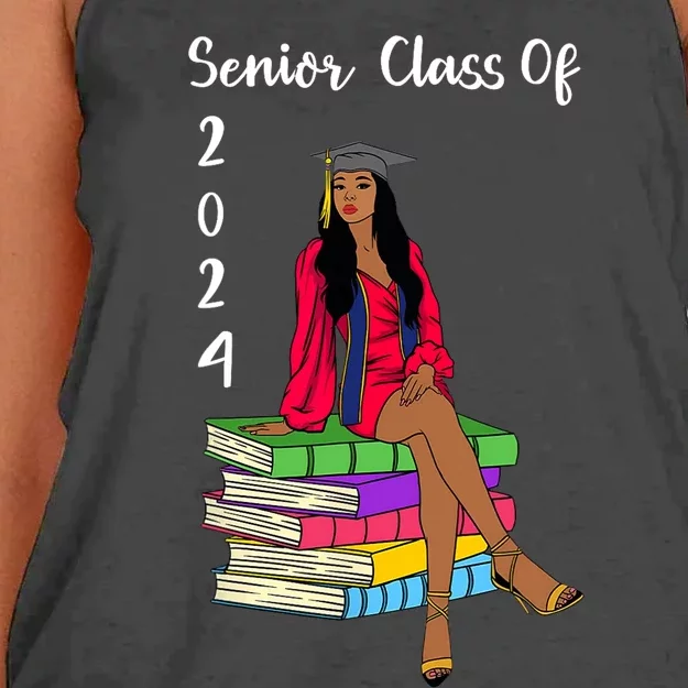 Senior Class Of 2024 Black Girl Graduation African Women Women's Knotted Racerback Tank