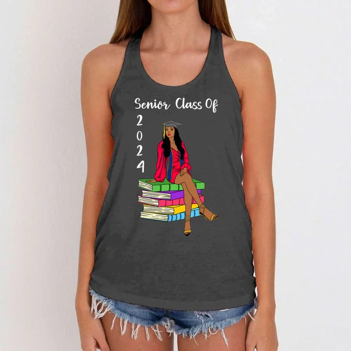 Senior Class Of 2024 Black Girl Graduation African Women Women's Knotted Racerback Tank