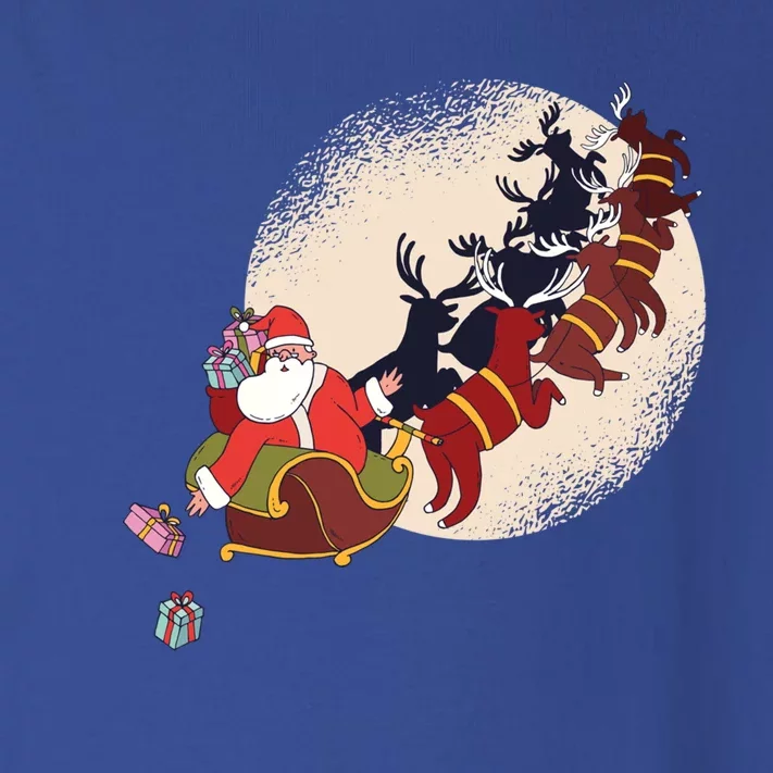 Santa Claus On Christmas Sleigh Pulled By Reindeer Gift Toddler Long Sleeve Shirt