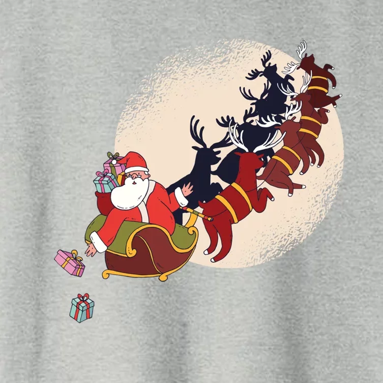 Santa Claus On Christmas Sleigh Pulled By Reindeer Gift Women's Crop Top Tee