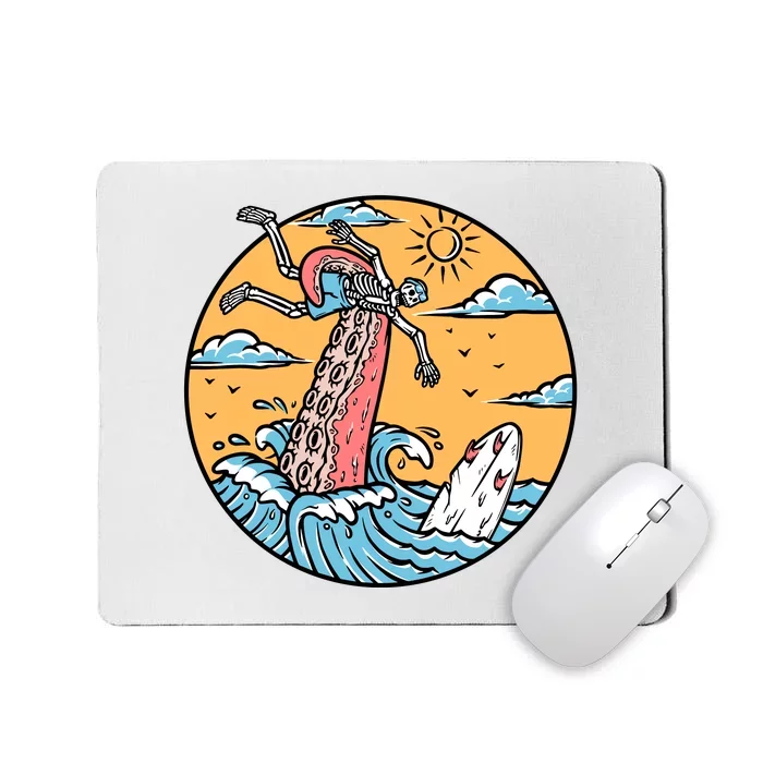 Surfing Cute Octopus Attacks Surfers In The Sea Holiday Gift Mousepad