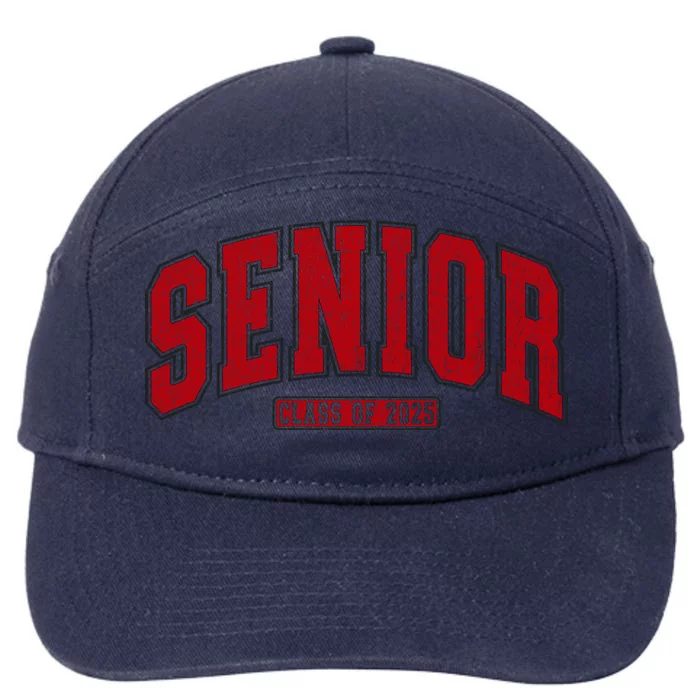 Senior Class Of 2025 Retro Vintage Distressed Graduation Cool Gift 7-Panel Snapback Hat