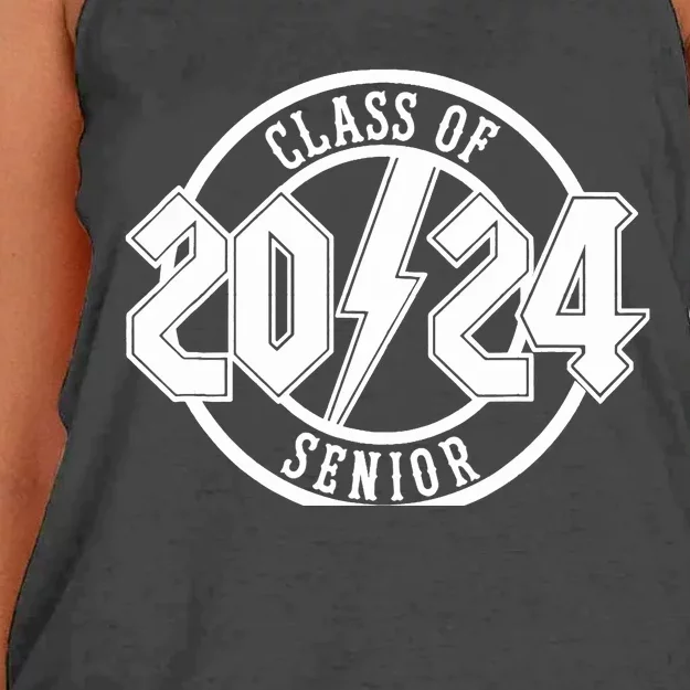 Senior Class Of 2024 Graduate Rock N Roll Family Women's Knotted Racerback Tank