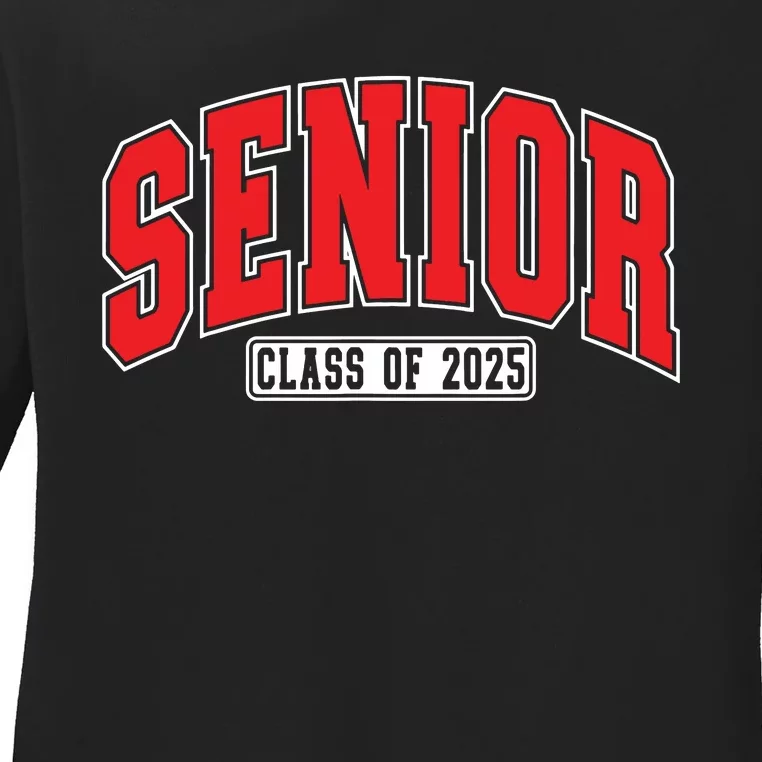 Senior Class Of 2025 High School Year College Graduation Red Ladies Long Sleeve Shirt