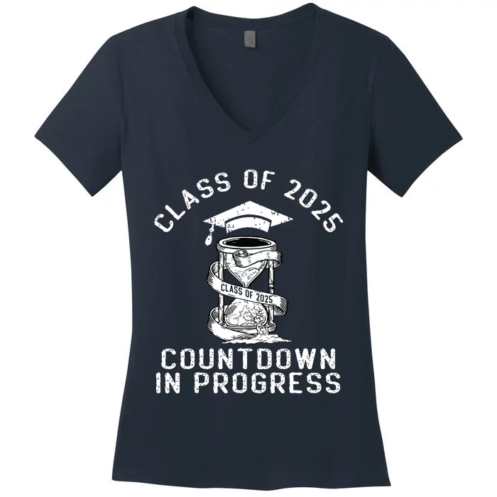 Senior Class Of 2025 Countdown To Graduation Gift Women's V-Neck T-Shirt