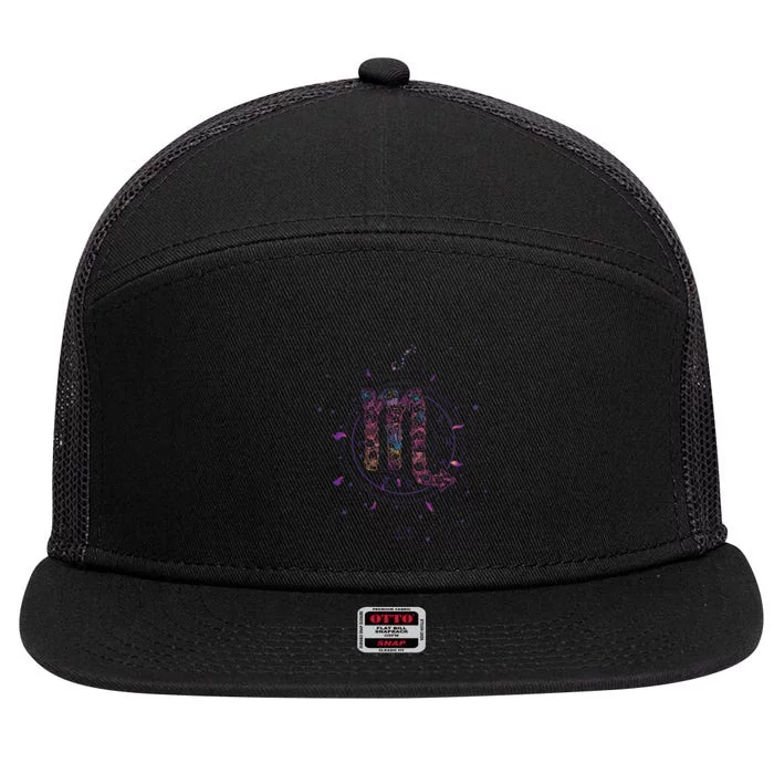 Scorpio Floral Zodiac 7 Panel Mesh Trucker Snapback Hat