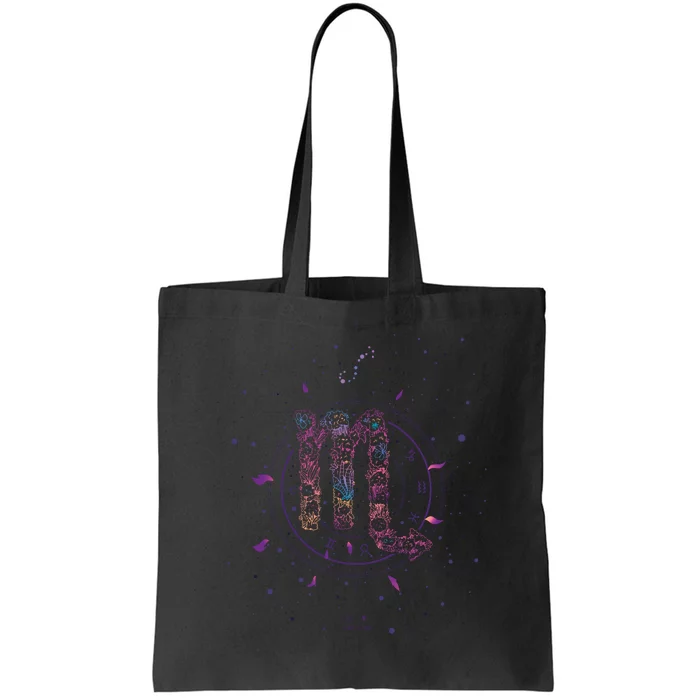 Scorpio Floral Zodiac Tote Bag