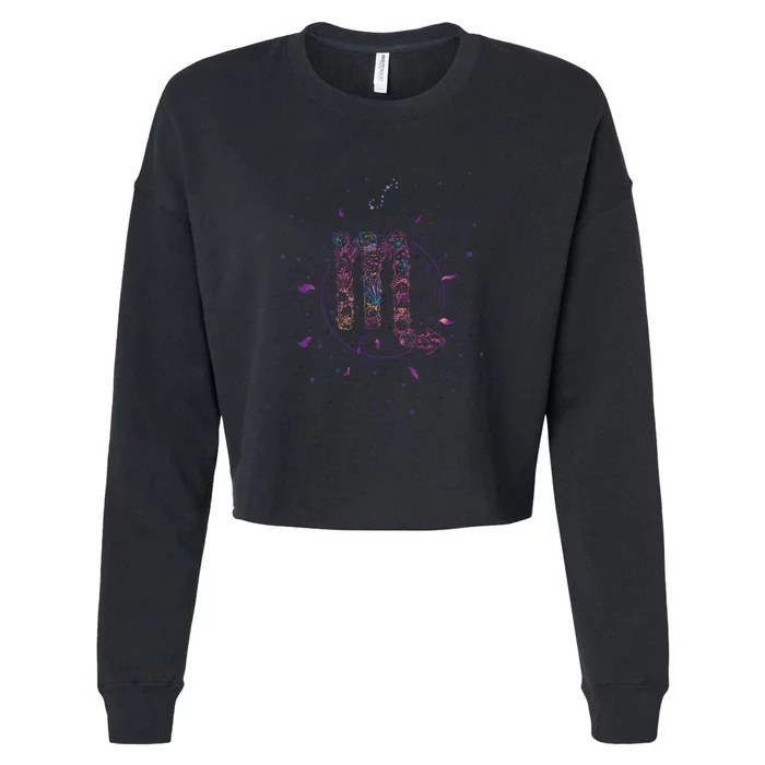 Scorpio Floral Zodiac Cropped Pullover Crew