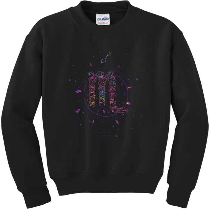 Scorpio Floral Zodiac Kids Sweatshirt