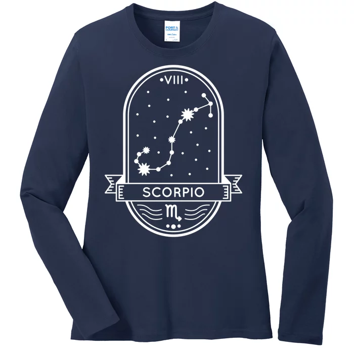 Scorpio Zodiac Symbol Design Ladies Long Sleeve Shirt