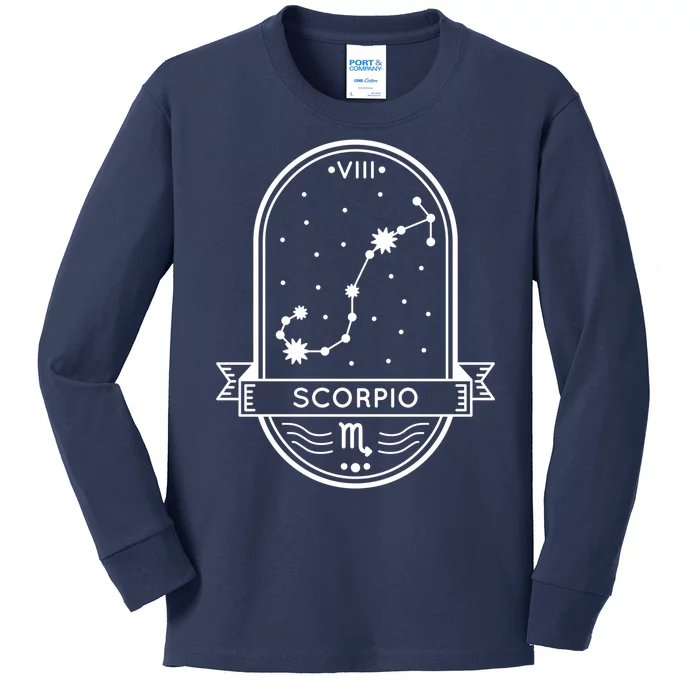 Scorpio Zodiac Symbol Design Kids Long Sleeve Shirt