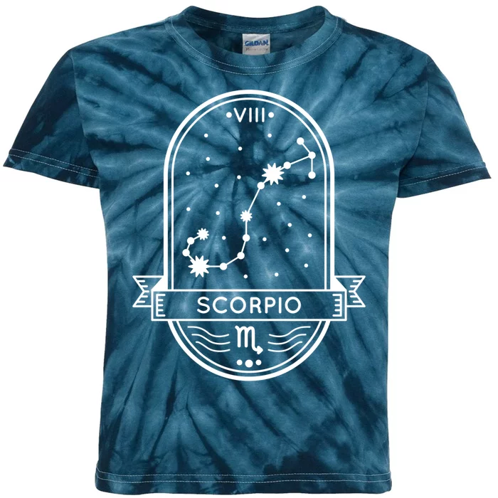 Scorpio Zodiac Symbol Design Kids Tie-Dye T-Shirt