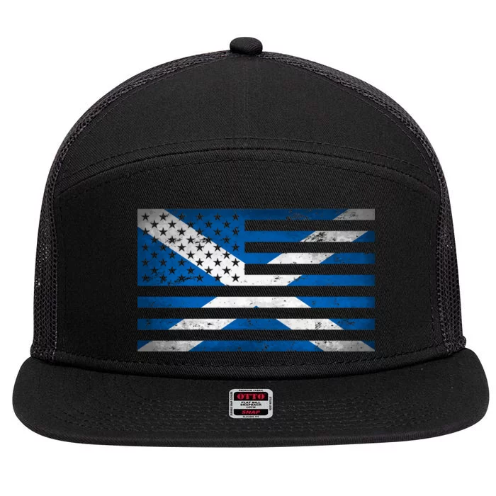 Scottish American Flag 7 Panel Mesh Trucker Snapback Hat