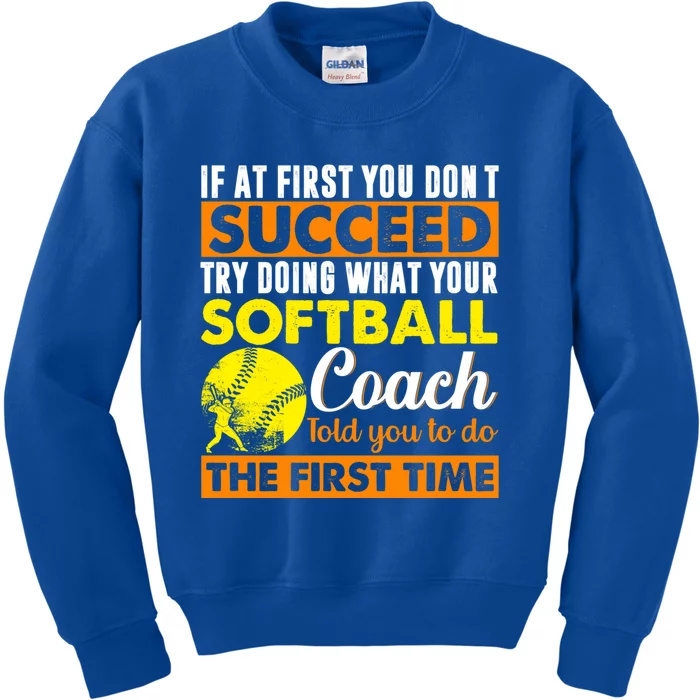 Softball Coach Pitcher Trainer Bat Ball Softball Lover Cute Gift Kids Sweatshirt