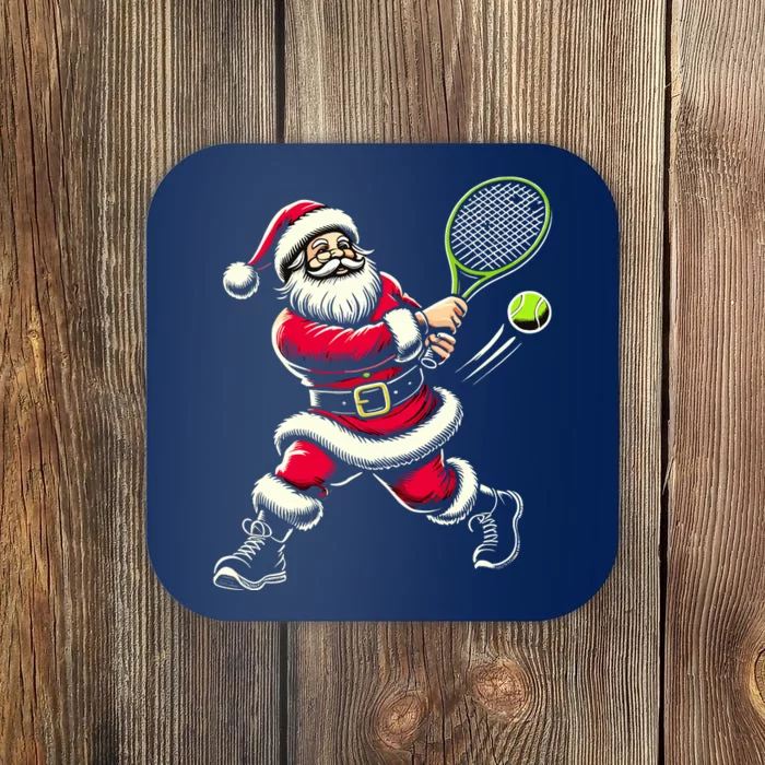 Santa Claus Playing Tennis Christmas Xmas Coaster