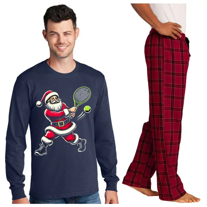 Santa Claus Playing Tennis Christmas Xmas Long Sleeve Pajama Set