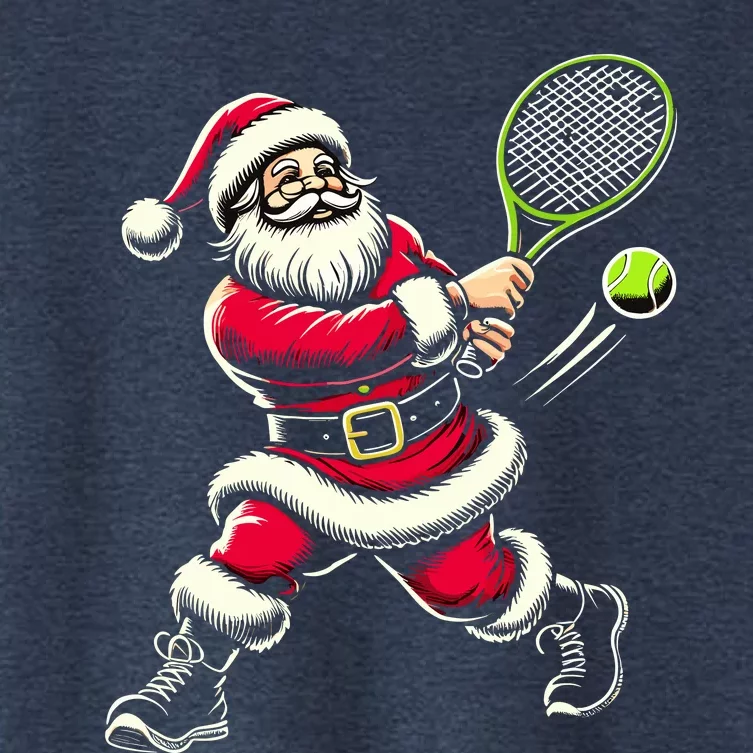 Santa Claus Playing Tennis Christmas Xmas Women's Crop Top Tee