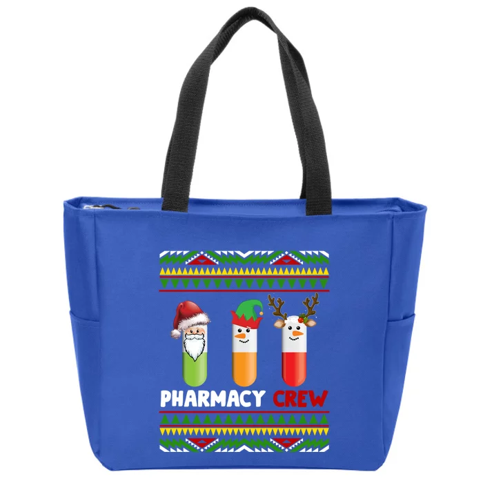 Santa Claus Pharmacy Crew Christmas Pills Snow Reindeer Gift Zip Tote Bag