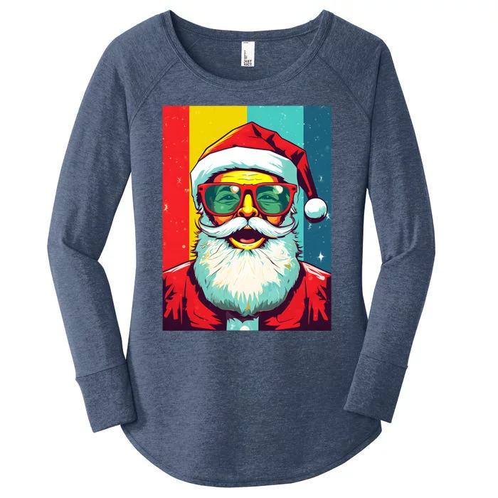 Santa Claus Pop Art Retro Vintage Christmas Christmas Great Gift Women's Perfect Tri Tunic Long Sleeve Shirt