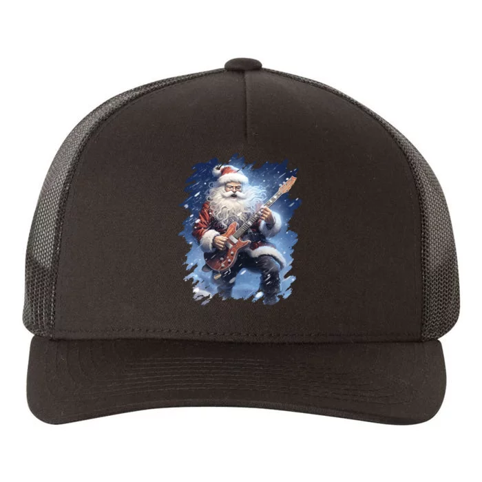 Santa Claus Playing Guitar Yupoong Adult 5-Panel Trucker Hat