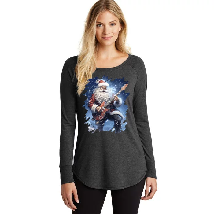 Santa Claus Playing Guitar Women's Perfect Tri Tunic Long Sleeve Shirt