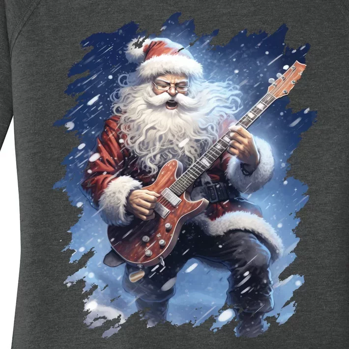 Santa Claus Playing Guitar Women's Perfect Tri Tunic Long Sleeve Shirt