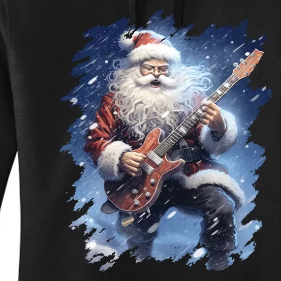 Santa Claus Playing Guitar Women's Pullover Hoodie