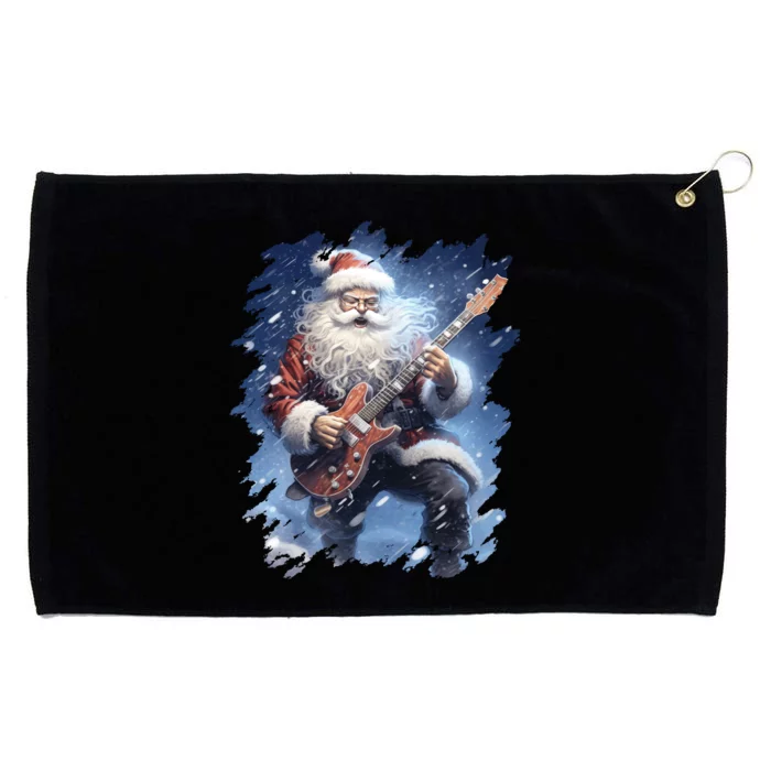 Santa Claus Playing Guitar Grommeted Golf Towel