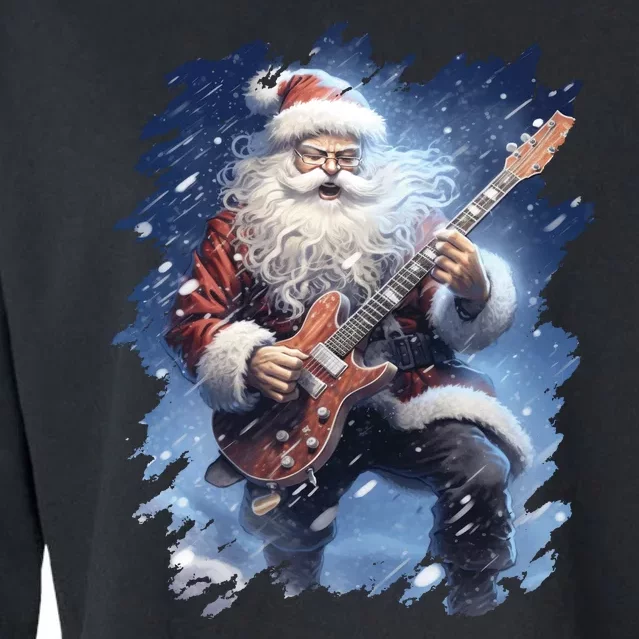 Santa Claus Playing Guitar Cropped Pullover Crew