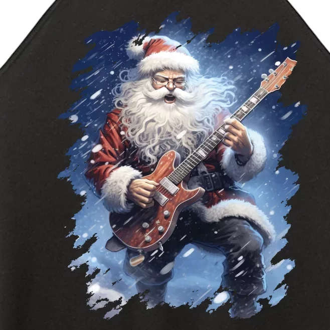 Santa Claus Playing Guitar Women’s Perfect Tri Rocker Tank