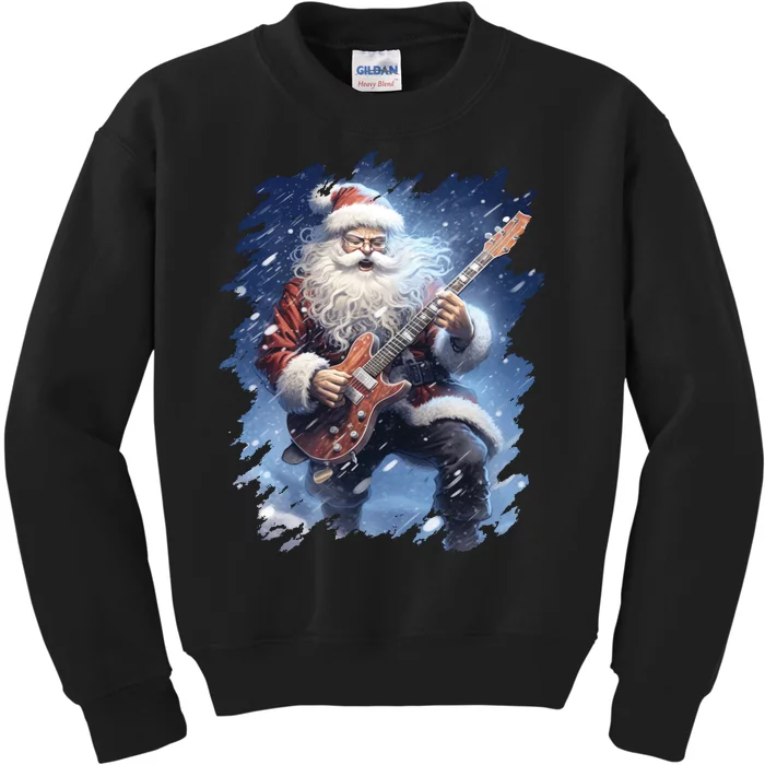 Santa Claus Playing Guitar Kids Sweatshirt