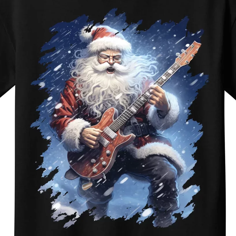 Santa Claus Playing Guitar Kids T-Shirt