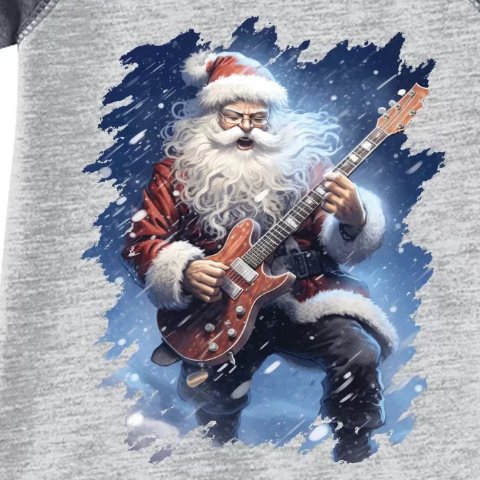 Santa Claus Playing Guitar Infant Baby Jersey Bodysuit