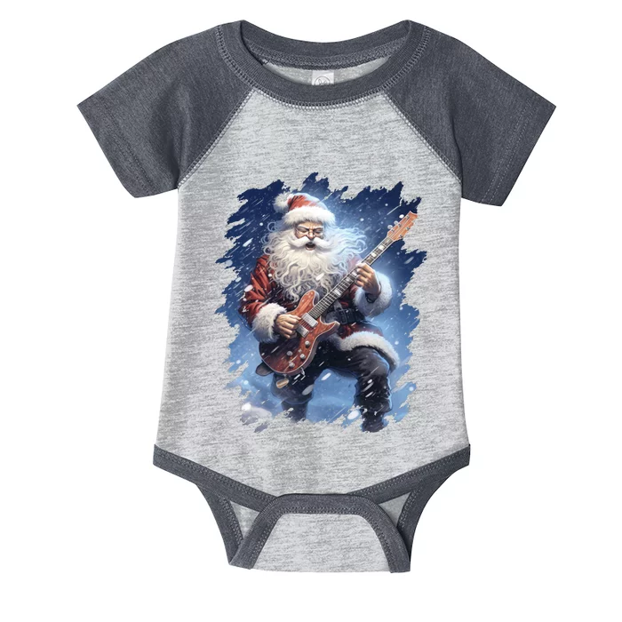 Santa Claus Playing Guitar Infant Baby Jersey Bodysuit