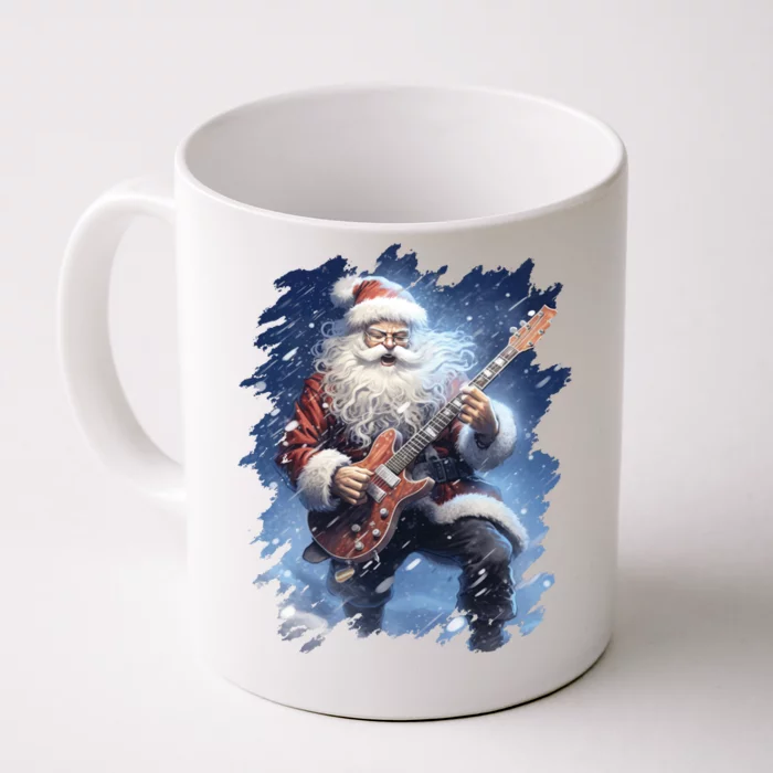 Santa Claus Playing Guitar Front & Back Coffee Mug