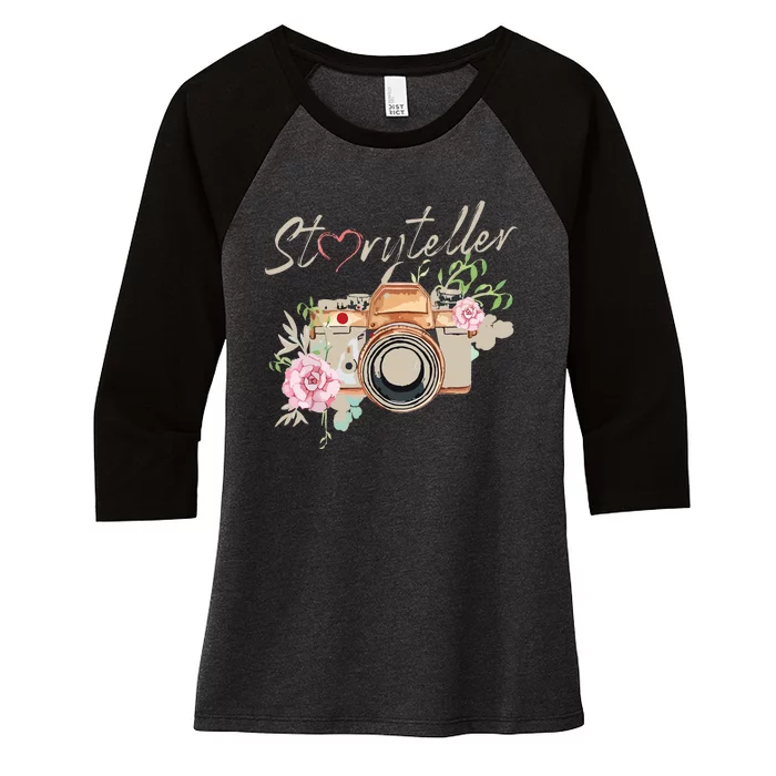 Storyteller Camera Photography Photographer Cameraman Ideas Women's Tri-Blend 3/4-Sleeve Raglan Shirt