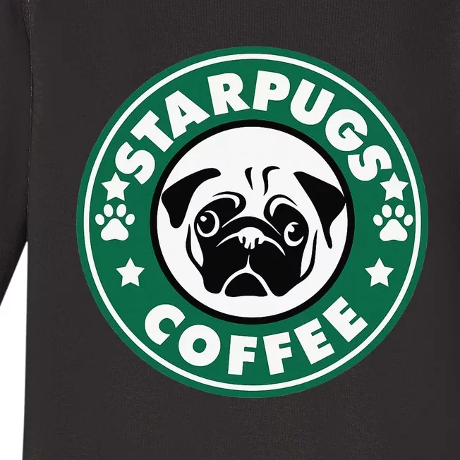 Starpugs Coffee Pug Dog Lover Gift Baby Long Sleeve Bodysuit