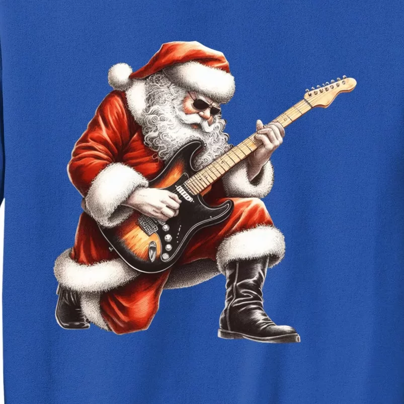 Santa Claus Playing Guitar Funny Christmas Rock N Roll Funny Gift Tall Sweatshirt