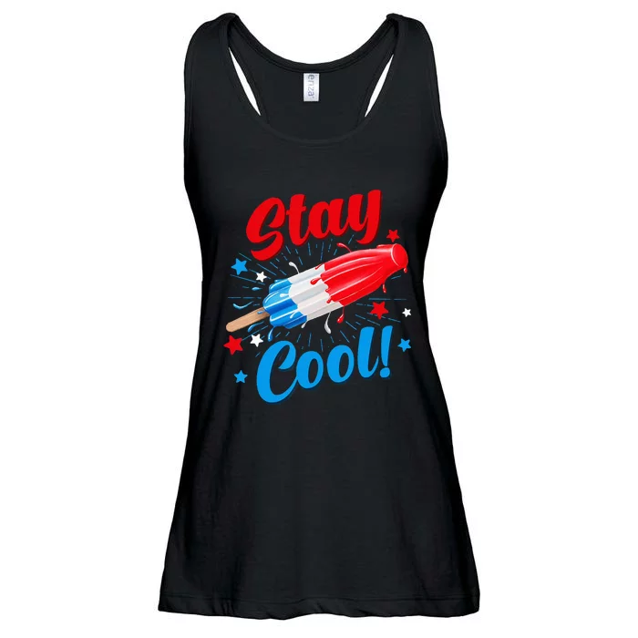 Stay Cool Popsicle Funny 4th Of July Independence Day Ladies Essential Flowy Tank