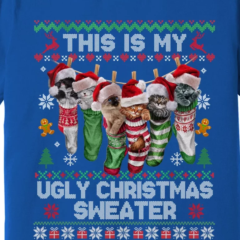 Santa Cats Pajama This Is My Ugly Christmas Kittens Sweater Gift Premium T-Shirt