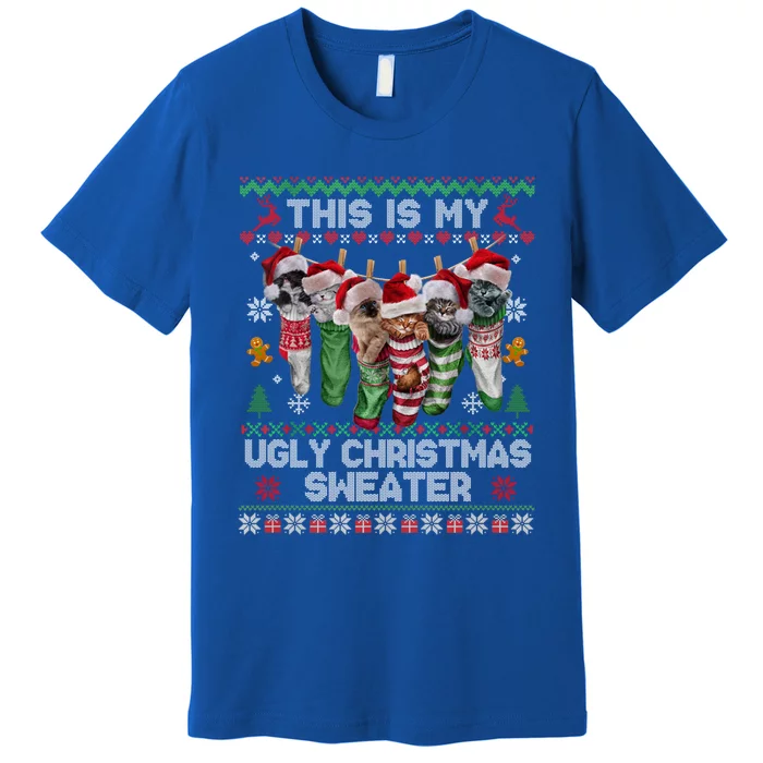 Santa Cats Pajama This Is My Ugly Christmas Kittens Sweater Gift Premium T-Shirt