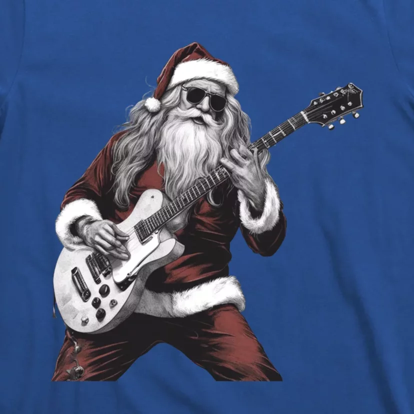 Santa Claus Playing Guitar Rock And Roll Christmas Gift T-Shirt