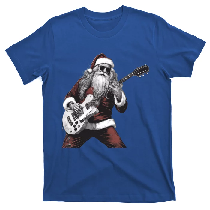 Santa Claus Playing Guitar Rock And Roll Christmas Gift T-Shirt