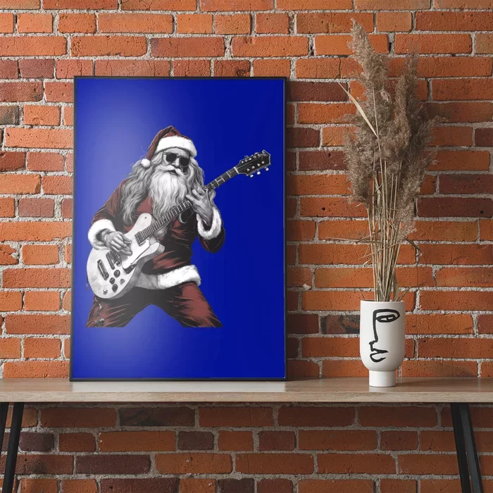 Santa Claus Playing Guitar Rock And Roll Christmas Gift Poster