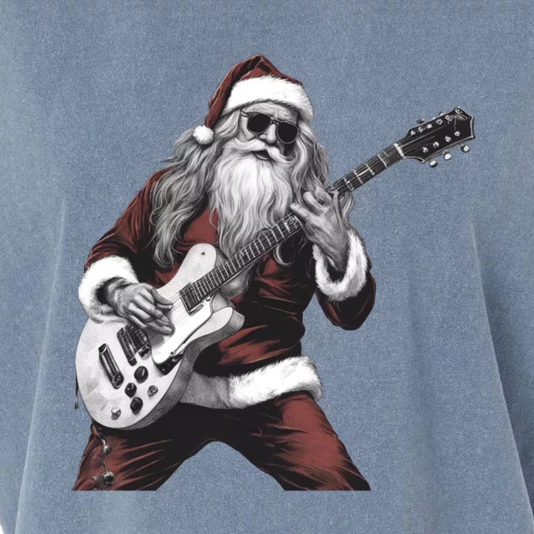 Santa Claus Playing Guitar Rock And Roll Christmas Gift Garment-Dyed Women's Muscle Tee