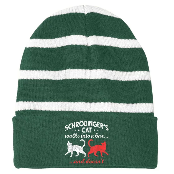 Schrodingers Cat Physics Striped Beanie with Solid Band