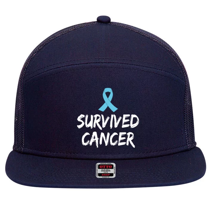 Survived Cancer Prostate Cancer Awareness Meaningful Gift 7 Panel Mesh Trucker Snapback Hat