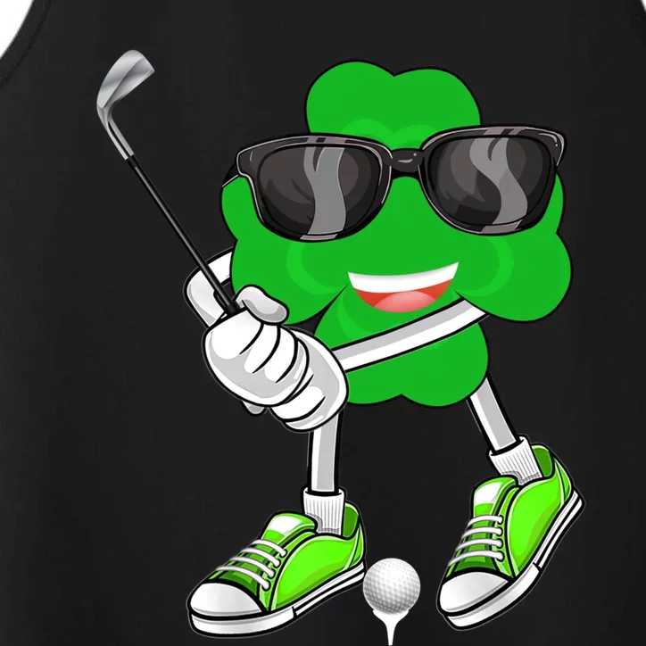 Shamrock Clover Playing Golf Saint Patrick's Day Gift Performance Tank